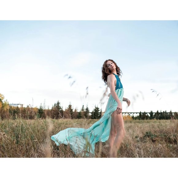 Macreme Women's Blue top Boho Style flowy bottom Handmade Maxi Dress New - Picture 8 of 9